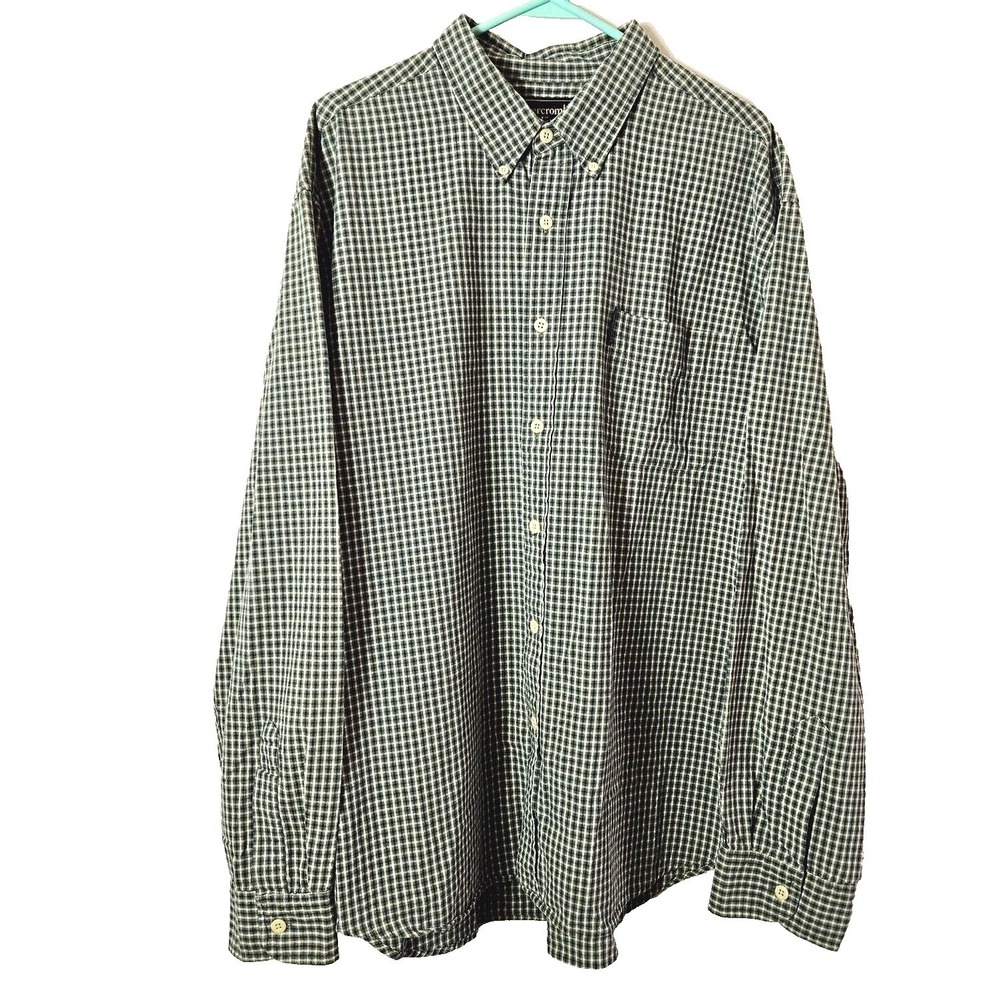 Abercrombie & Fitch Green Blue Plaid Button Down Shirt XL Vintage 90s Gorpcore